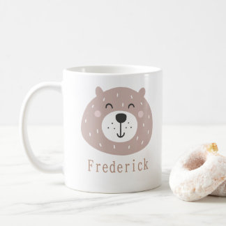 Kids Cute Scandi Bear Custom Name Coffee Mug