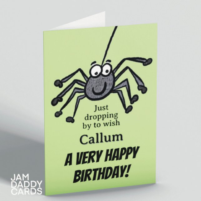 Kids Cute Spider Customisable Birthday Card (Creator Uploaded)