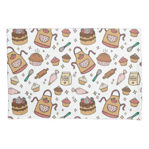 Kids Cute Strawberry Cake Baking Pattern Pillowcase
