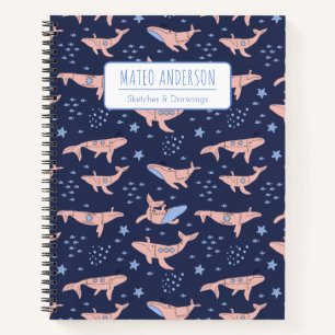 kids Cute Submarine Whales Custom Spiral  Notebook