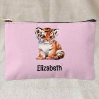 Kids cute tiger add a name pink black