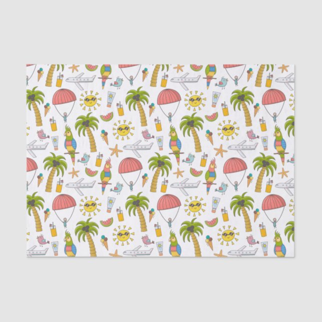 Kids Cute Tropical Vacation Adventure Tissue Paper (Front)