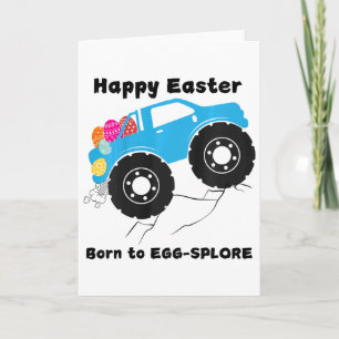 Kids Cute Truck Born To Eggs Easter Day Card