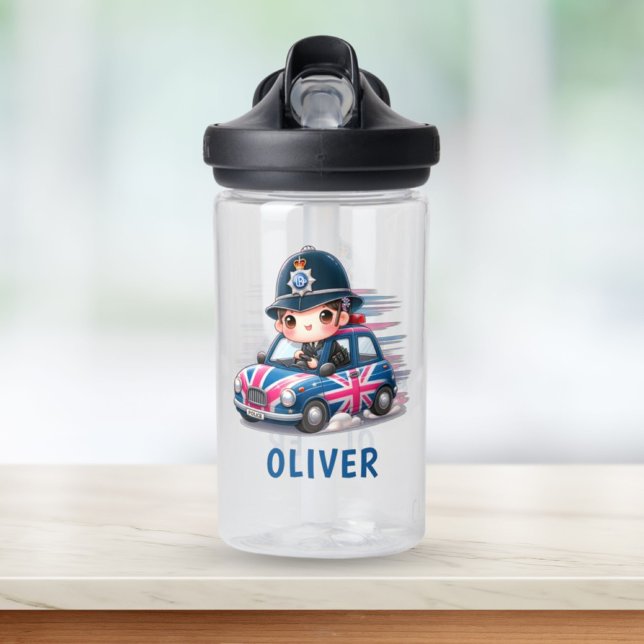 Kids' Cute UK Police Driving Police Car Water Bottle (Creator Uploaded)