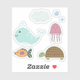 Kids Cute Under the Sea Whale Fish Turtle
