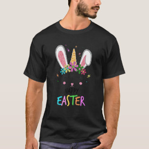 Kids Cute Unicorn Easter Bunny Face Toddlers Girl  T-Shirt