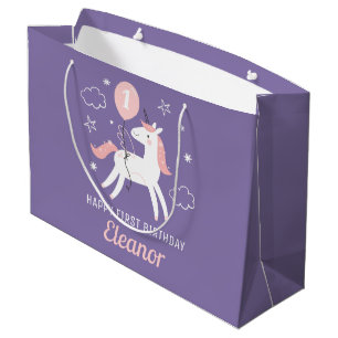 Kids Cute Unicorn Personalised Birthday  Large Gift Bag