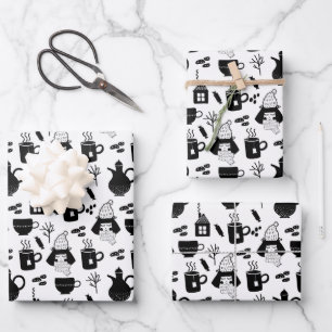 Kids Cute Warming Up Tea Cocoa Hot Chocolate Mug Wrapping Paper Sheet