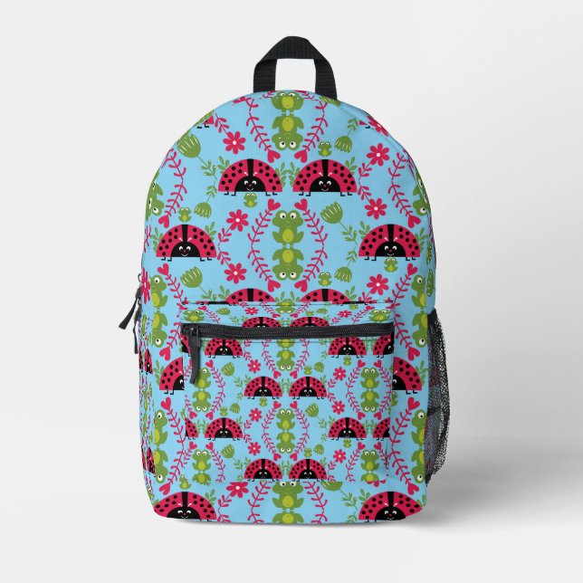 Kids Cute Whimsical ladybug Printed Backpack (Front)