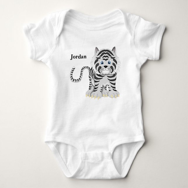 Kid's Cute White Baby Tiger Bodysuit (Front)