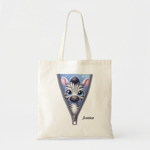 Kids Cute Zebra Zipper Tote Bag