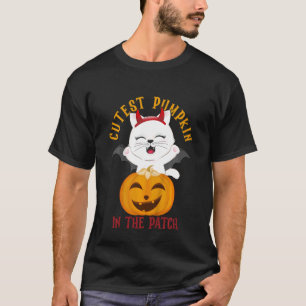 Kids Cutest Pumpkin In The Patch Cat Girls Boys Ha T-Shirt