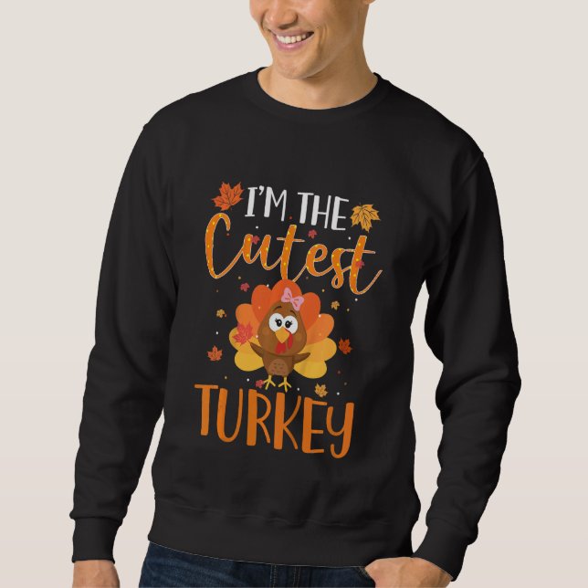 Kids Cutest Turkey In The Flock Toddler Girls Than Sweatshirt (Front)