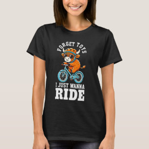 Kids Cycling Riding Bicycle Highland Cow Boys T-Shirt