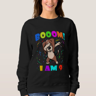 Kids Dabbing Beagle Booom I Am 9 Boys Girls 9th B Sweatshirt