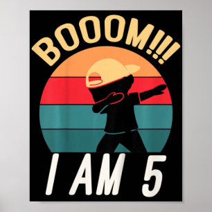 Kids Dabbing Birthday 5 Years Old Birthday Outfit Poster