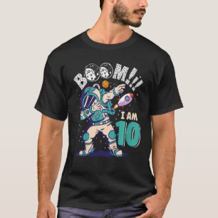Kids Dabbing Birthday Boy Astronaut 10th Birthday T-Shirt