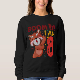 Kids Dabbing Birthday Boy Red Panda 8th Birthday 8 Sweatshirt