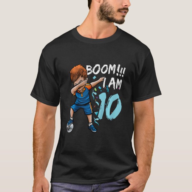 Kids Dabbing Birthday Boy Soccer 10th Birthday 10  T-Shirt (Front)