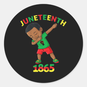 Kids Dabbing Black King Juneteenth 1865 Brown Skin Classic Round Sticker