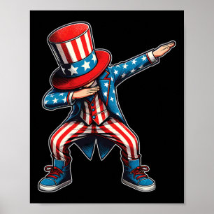 Kids Dabbing Boy American Flag Us Patriotic 4th Of Poster