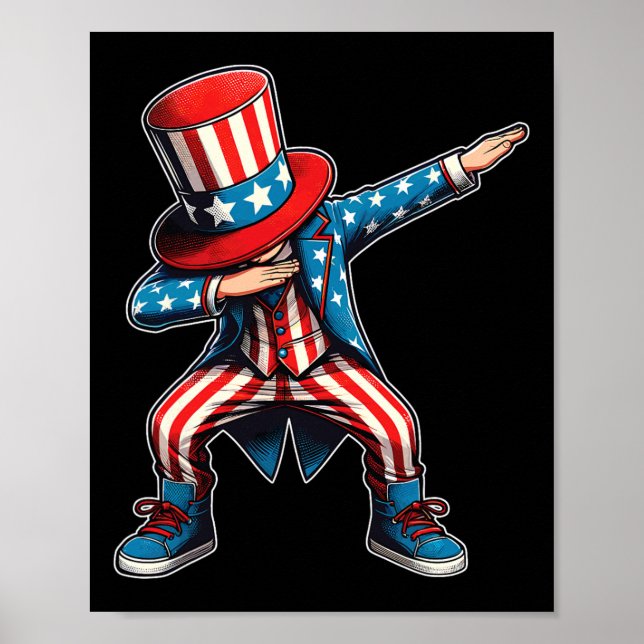 Kids Dabbing Boy American Flag Us Patriotic 4th Of Poster (Front)