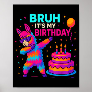 Kids Dabbing Llama Birthday Funny Bday Party Tee Poster