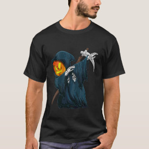 Kids  Dabbing Pumpking Scary Skeleton Halloween Bo T-Shirt