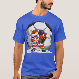 Kids Dabbing Santa Christmas Lights Soccer Santa B T-Shirt