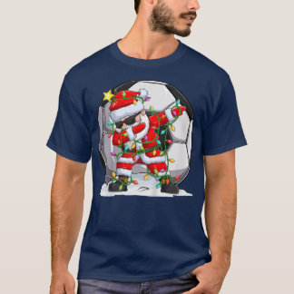 Kids Dabbing Santa Lights Christmas Soccer Santa B T-Shirt
