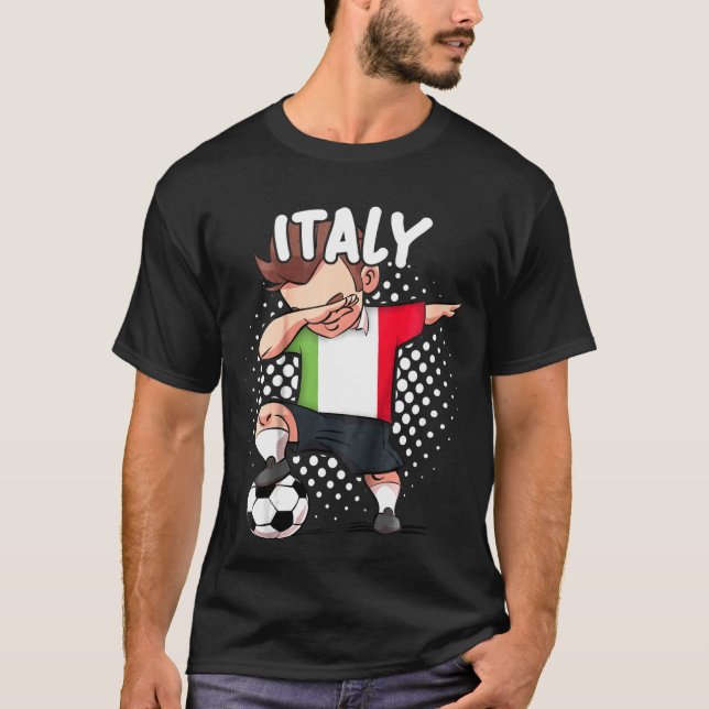 Kids Dabbing Soccer For Boys Italy Soccer Italian T-Shirt (Front)