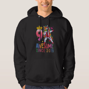 Kids Dabbing Unicorn 9th Birthday 9 Year Old Aweso Hoodie
