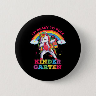 Kids Dabbing Unicorn Im Ready To Rock Kindergarten 6 Cm Round Badge
