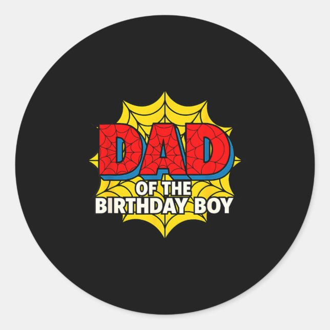 Kids Dad Of The Birthday Boy Sder Theme Party Matc Classic Round Sticker (Front)