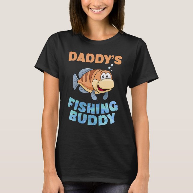Kids Daddy's Fishing Buddy Young Fisherman Birthda T-Shirt (Front)