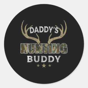 Kids Daddy's Hunting Buddy Funny Daughter Son Futu Classic Round Sticker