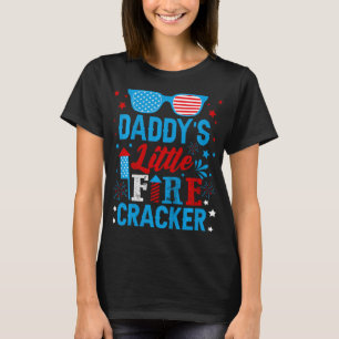 Kids Daddys Little Firecracker Independence Day Fi T-Shirt