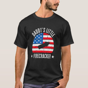 Kids Daddys The Little Firecracker 4th Of July Tod T-Shirt