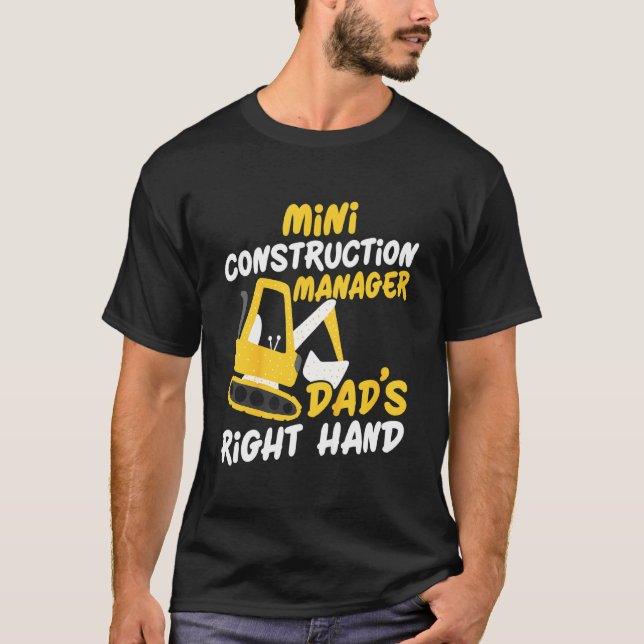 Kids Dad's Right Hand Mini Construction Manager T-Shirt (Front)