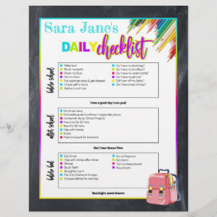 Kids Daily School Checklist Chart  Flyer