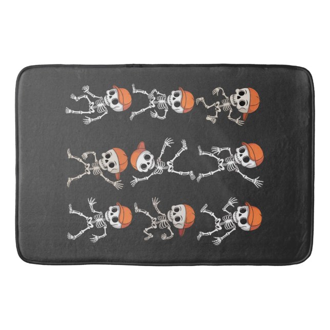 Kids Dancing Skeleton Halloween Bath Mat (Front)