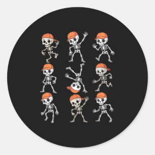 Kids Dancing Skeleton Halloween Classic Round Sticker
