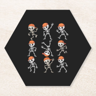 Kids Dancing Skeleton Halloween Paper Coaster