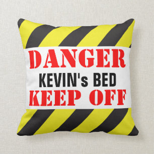 Kids danger sign named keep off pillow