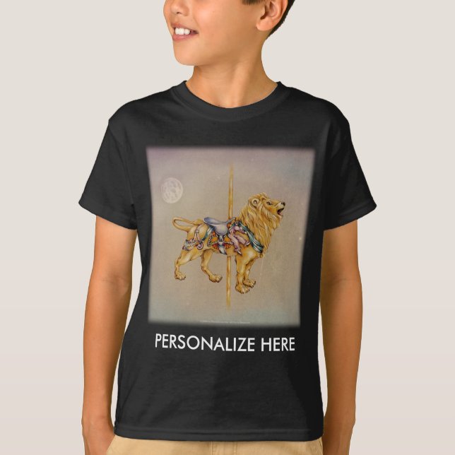 Kids' Dark Tees - Carousel Lion SQ (Front)