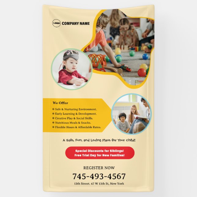 Kids Daycare Custom Editable Banner (Vertical)