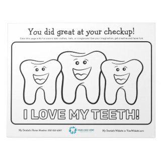 Kids Dental Colouring Page Notepad