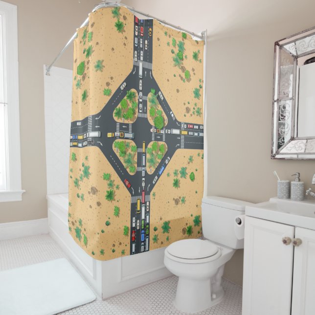 Kids Desert Junction Shower Curtain (In Situ)