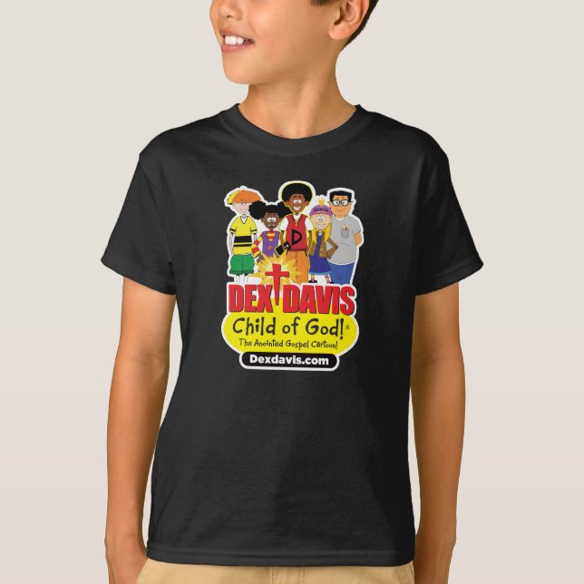 Kid's "Dex n' Friends" T-Shirt (dark colours) (Front)