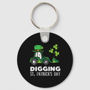 Kids Digging St Patricks Day Truck Bulldozer Toddl Key Ring